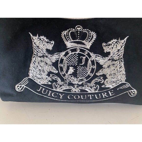 Juicy Couture Classic Scottie Dogs Hobo Bag Liquorice Black White Velvet NEW - Picture 3 of 14